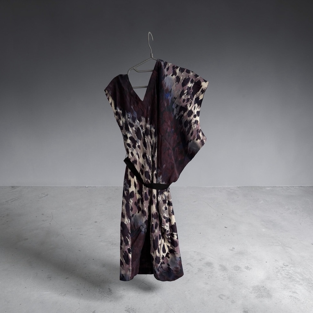 Robert Rodriguez Silk Purple Taupe Black Animal Print Dress
